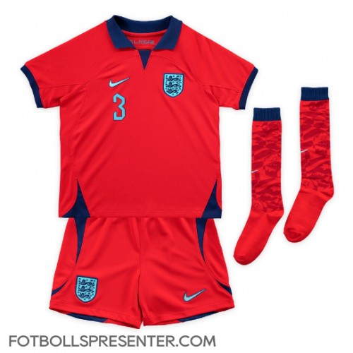 England Luke Shaw #3 Bortatröja Barn VM 2022 Kortärmad (+ korta byxor)